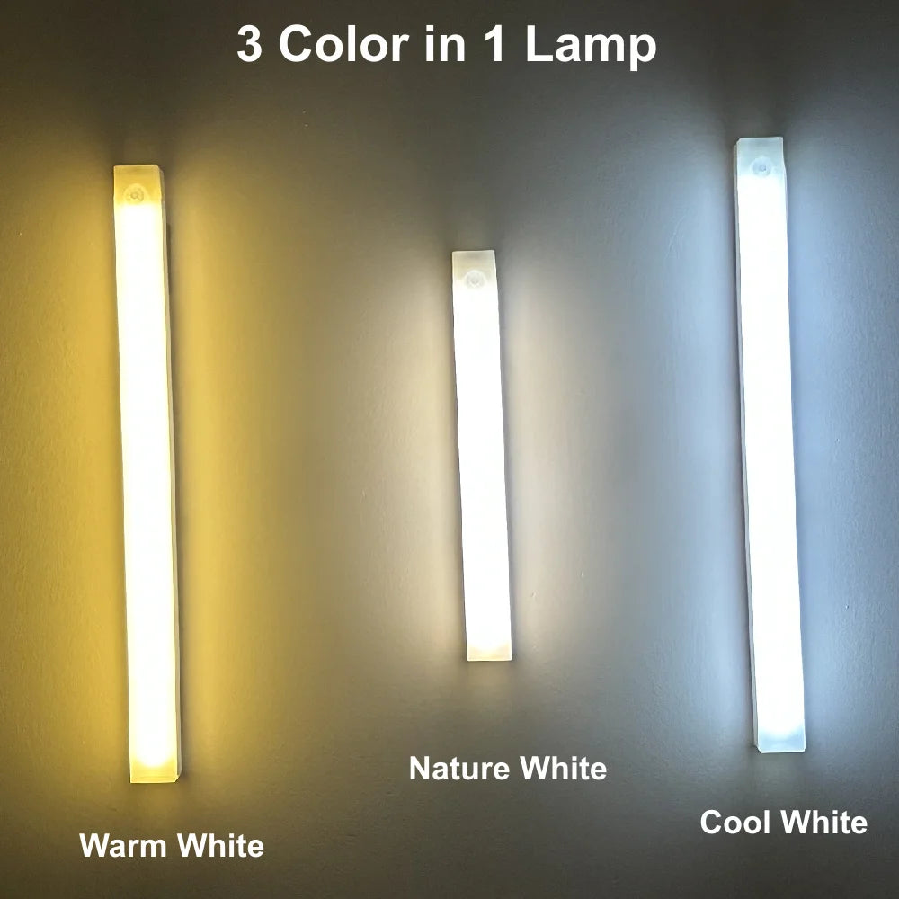 Motion Sensor LED Night Light USB Rechargeable Bedside Lamp Wireless Portable Cabinet Tube Light for Kitchen Wardrobe Hallway Staircase