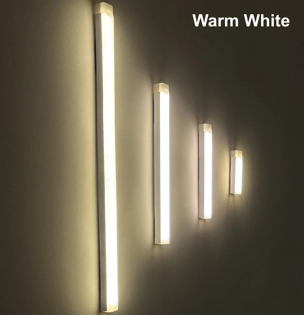 Motion Sensor LED Night Light USB Rechargeable Bedside Lamp Wireless Portable Cabinet Tube Light for Kitchen Wardrobe Hallway Staircase