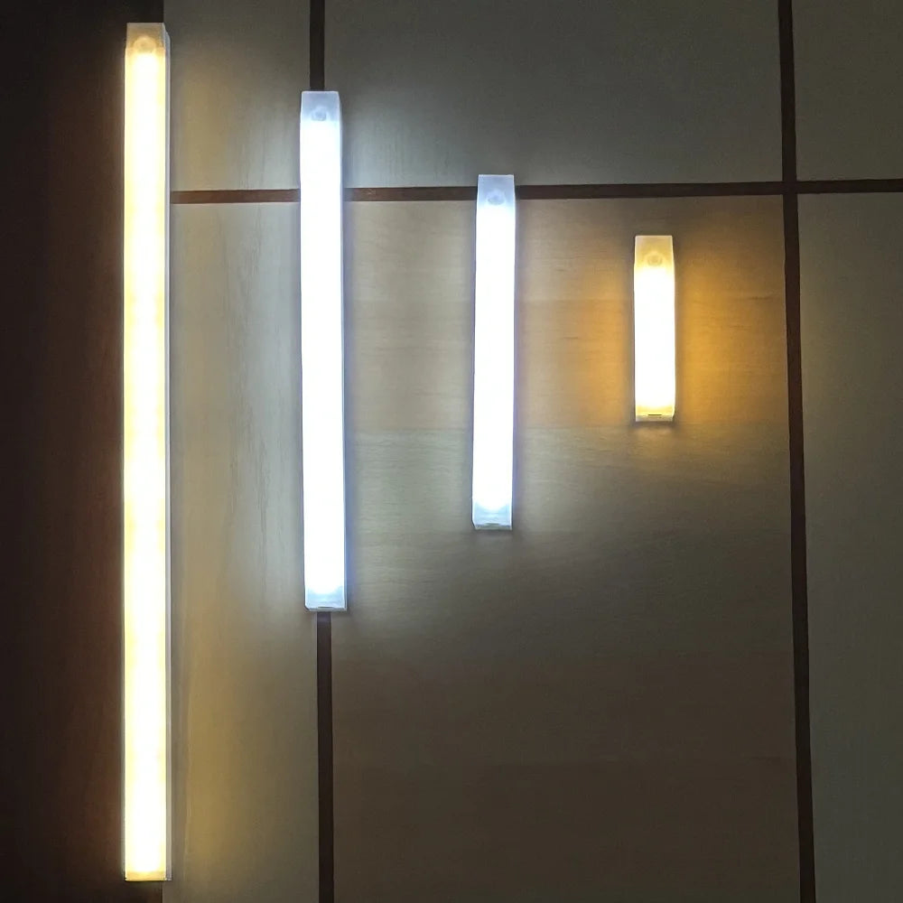 Motion Sensor LED Night Light USB Rechargeable Bedside Lamp Wireless Portable Cabinet Tube Light for Kitchen Wardrobe Hallway Staircase