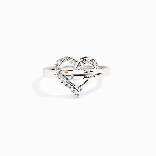 1-7 Names&Birthstones Heart Ring